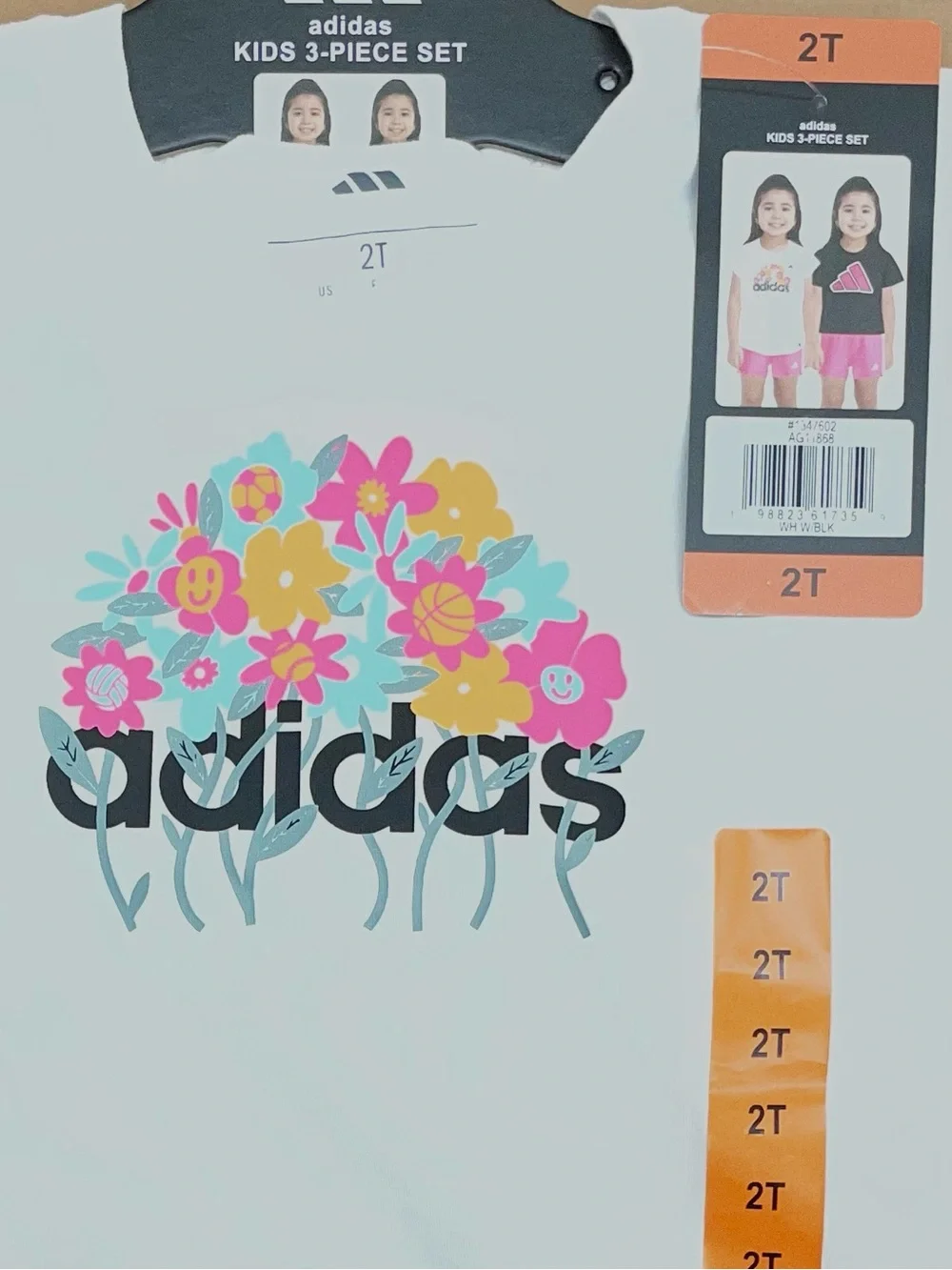 adidas Girls 3-Piece Set - White, Black & Pink NWT Size: 2T